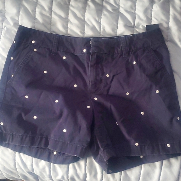 Tommy Hilfiger Pants - Tommy Hilfiger size 6 blue shorts/silver polka dot women's shorts